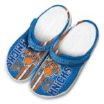 customized new york knicks contrasting stripes crocs fashion forward