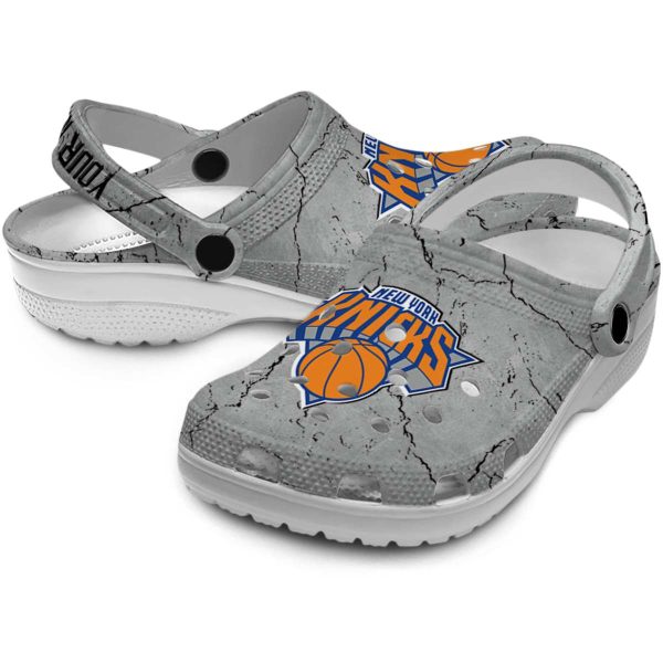 customized new york knicks cracked texture crocs premium grade