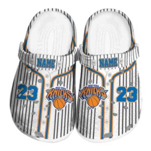 customized new york knicks pinstripe pattern crocs fashion forward