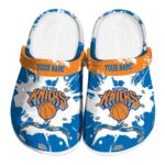 customized new york knicks splatter pattern crocs fashion forward