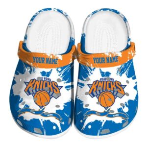 customized new york knicks splatter pattern crocs fashion forward