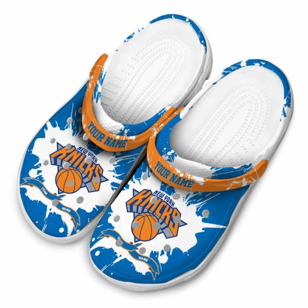 customized new york knicks splatter pattern crocs top rated