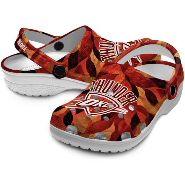 customized oklahoma city thunder autumn leaves crocs premium grade