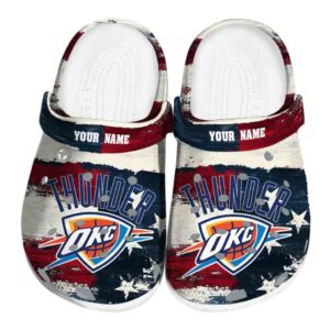 customized oklahoma city thunder patriotic stripes crocs fashion forward