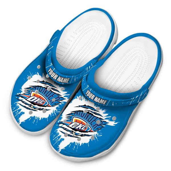 customized oklahoma city thunder splash motif background crocs top rated
