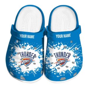 customized oklahoma city thunder splatter background crocs fashion forward