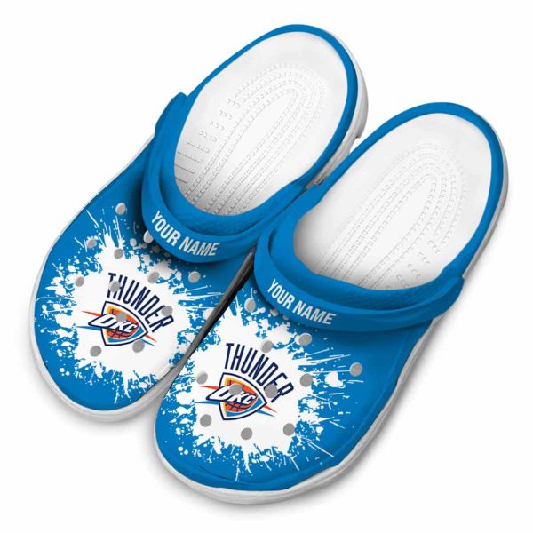 customized oklahoma city thunder splatter background crocs top rated
