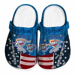 customized oklahoma city thunder star spangled side pattern crocs fashion forward