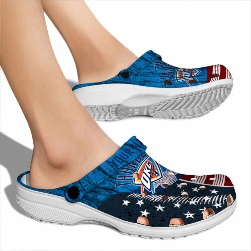 customized oklahoma city thunder star spangled side pattern crocs new arrival