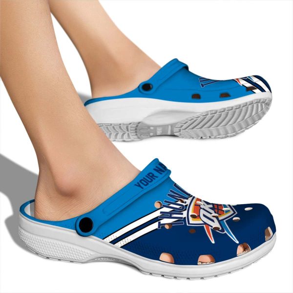 customized oklahoma city thunder striped accents crocs new arrival