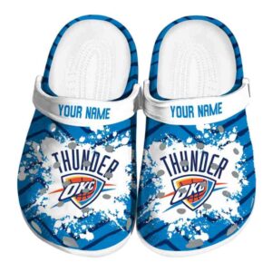 customized oklahoma city thunder zigzag paint burst crocs fashion forward