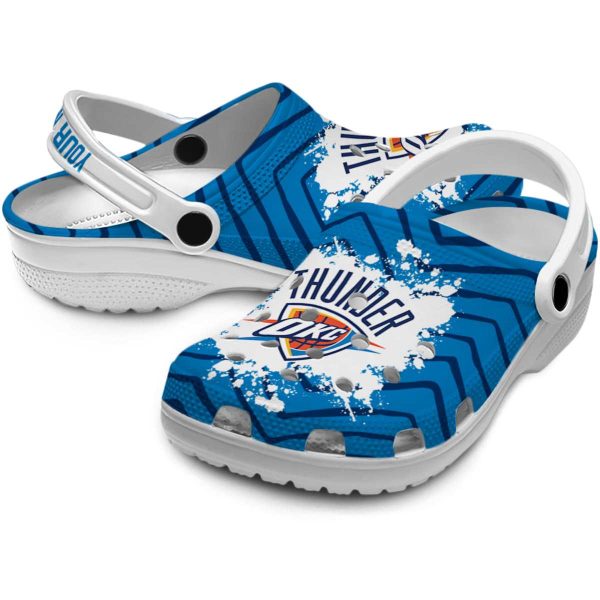 customized oklahoma city thunder zigzag paint burst crocs premium grade