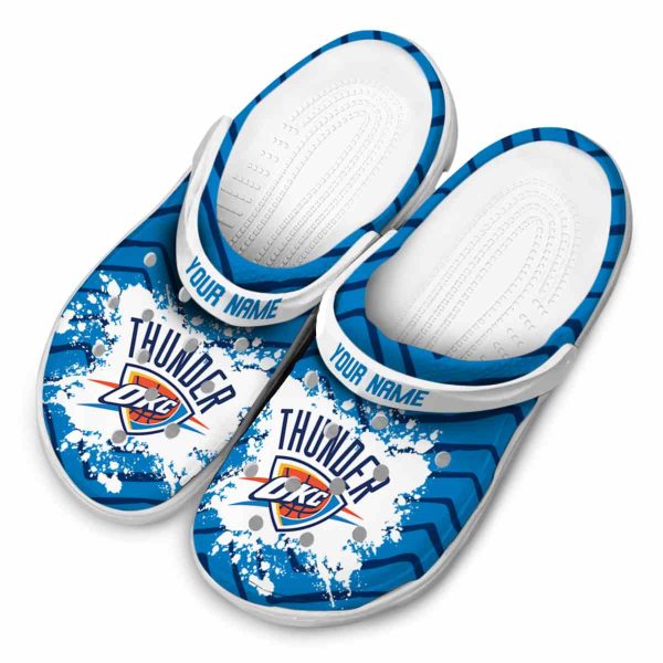 customized oklahoma city thunder zigzag paint burst crocs top rated