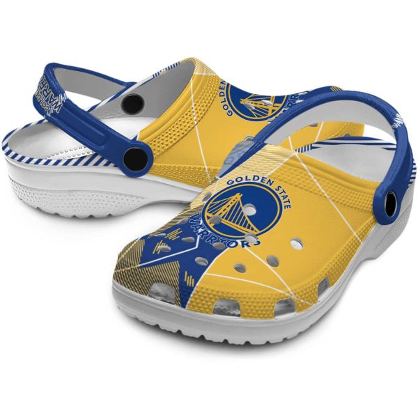 golden state warriors geometric background crocs premium grade
