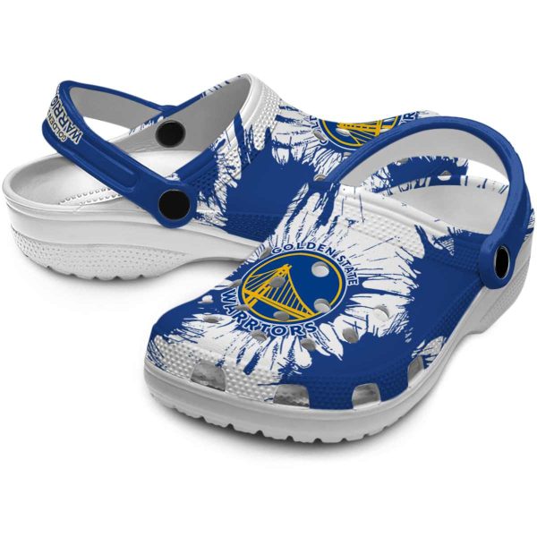 golden state warriors splatter graphics crocs premium grade