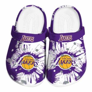 los angeles lakers splatter graphics crocs fashion forward