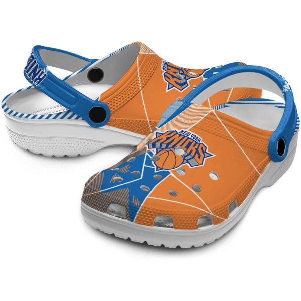 new york knicks geometric background crocs premium grade