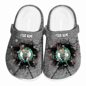personalized boston celtics cracked ground texture crocs fashion forward