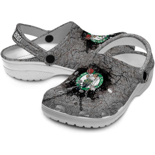 personalized boston celtics cracked ground texture crocs premium grade