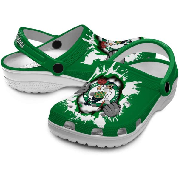 personalized boston celtics gripping hand crocs premium grade