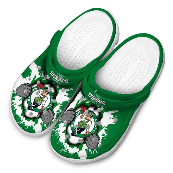 personalized boston celtics gripping hand crocs top rated