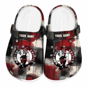 personalized boston celtics plaid fusion crocs fashion forward
