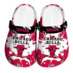 personalized chicago bulls splatter pattern crocs fashion forward