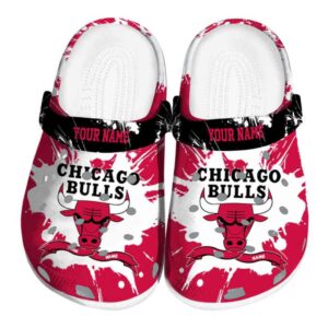 personalized chicago bulls splatter pattern crocs fashion forward