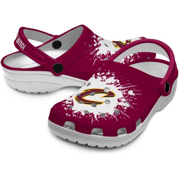 personalized cleveland cavaliers splatter background crocs premium grade