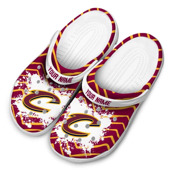 personalized cleveland cavaliers zigzag paint burst crocs top rated