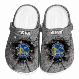 personalized golden state warriors cracked ground texture crocs fashion forward