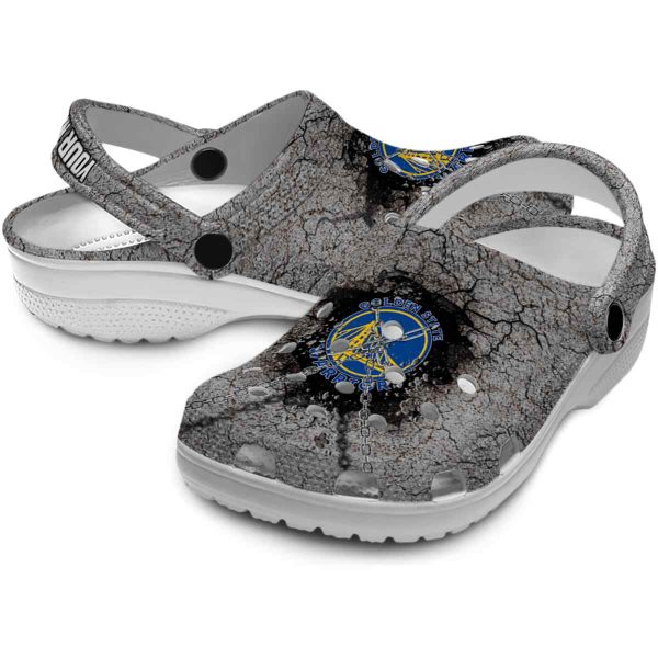 personalized golden state warriors cracked ground texture crocs premium grade