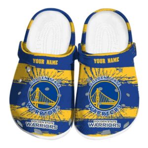 personalized golden state warriors paint splatter graphics crocs fashion forward