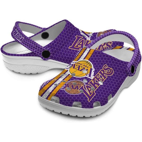 personalized los angeles lakers contrasting stripes crocs premium grade