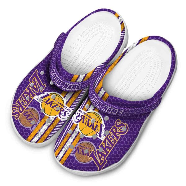 personalized los angeles lakers contrasting stripes crocs top rated