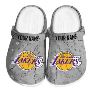 personalized los angeles lakers cracked texture crocs fashion forward