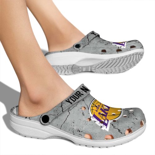 personalized los angeles lakers cracked texture crocs new arrival