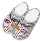 personalized los angeles lakers pinstripe pattern crocs fashion forward