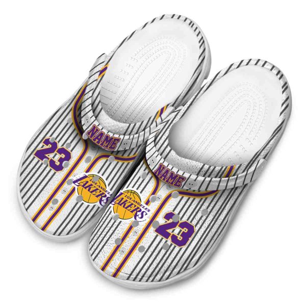 personalized los angeles lakers pinstripe pattern crocs top rated