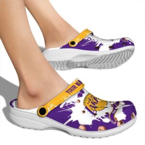 personalized los angeles lakers splatter pattern crocs new arrival