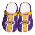 personalized los angeles lakers vertical stripes crocs fashion forward