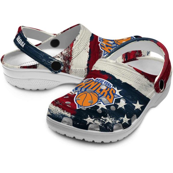 personalized new york knicks patriotic stripes crocs premium grade