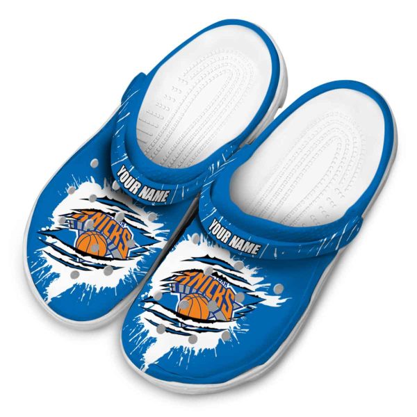 personalized new york knicks splash motif background crocs top rated