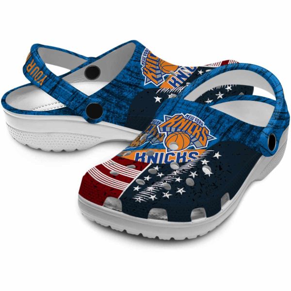 personalized new york knicks star spangled side pattern crocs premium grade