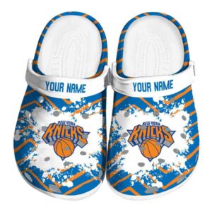 personalized new york knicks zigzag paint burst crocs fashion forward