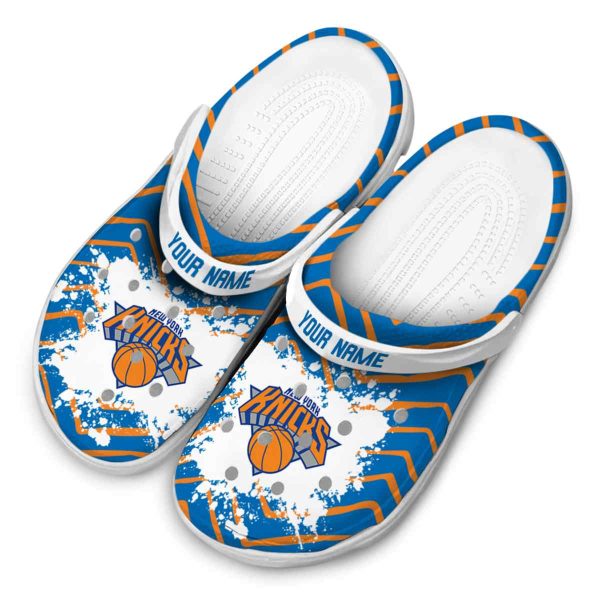 personalized new york knicks zigzag paint burst crocs top rated