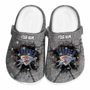 personalized oklahoma city thunder cracked ground texture crocs fashion forward