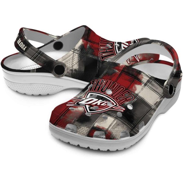 personalized oklahoma city thunder plaid fusion crocs premium grade