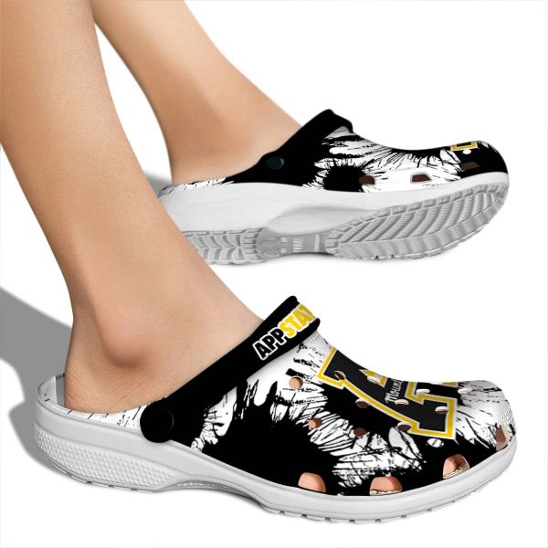 appalachian state mountaineers splatter graphics clog fashion forward