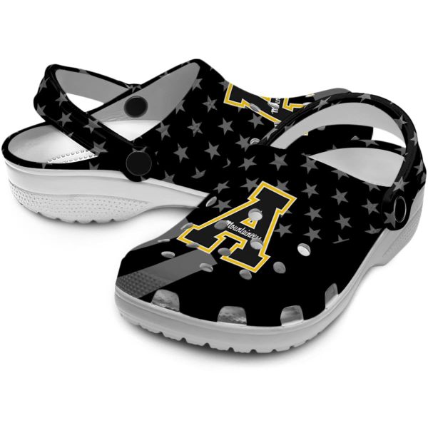 appalachian state mountaineers stellar stripes theme clog high quality